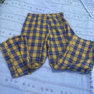 Yellow and blue plaid pants